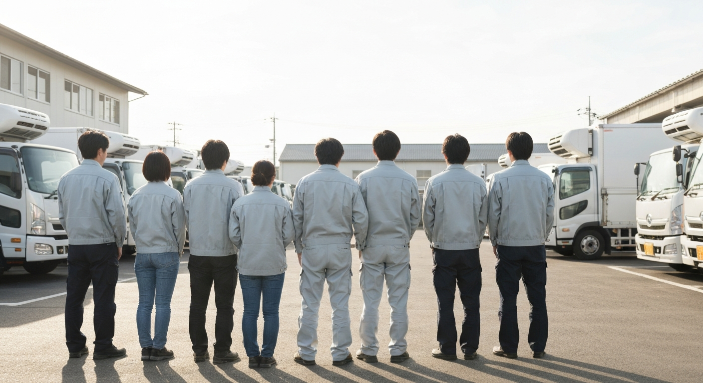 有限会社與澤エクスプレスのスタッフチーム集合写真